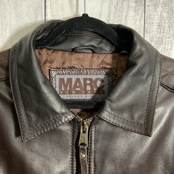 Marc New York Dark Brown Genuine Leather Jacket Mens XL - Picture 6 of 16